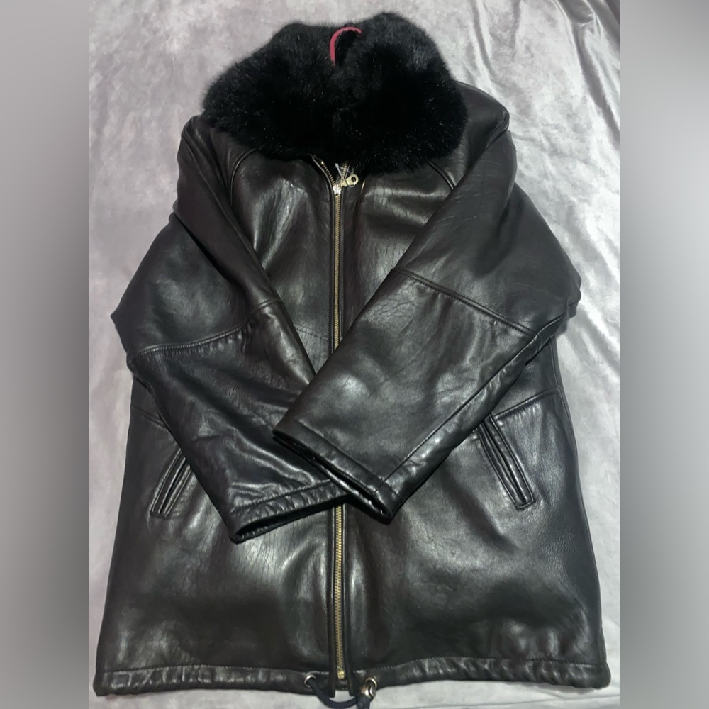 Chocolate Brown Leather Jacket w/Removable Fur Lining and Collar. 

NWOT